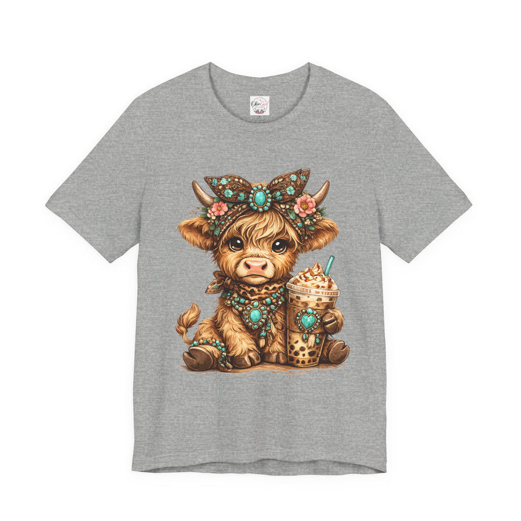Highland Cow Tee with Bubble Tea