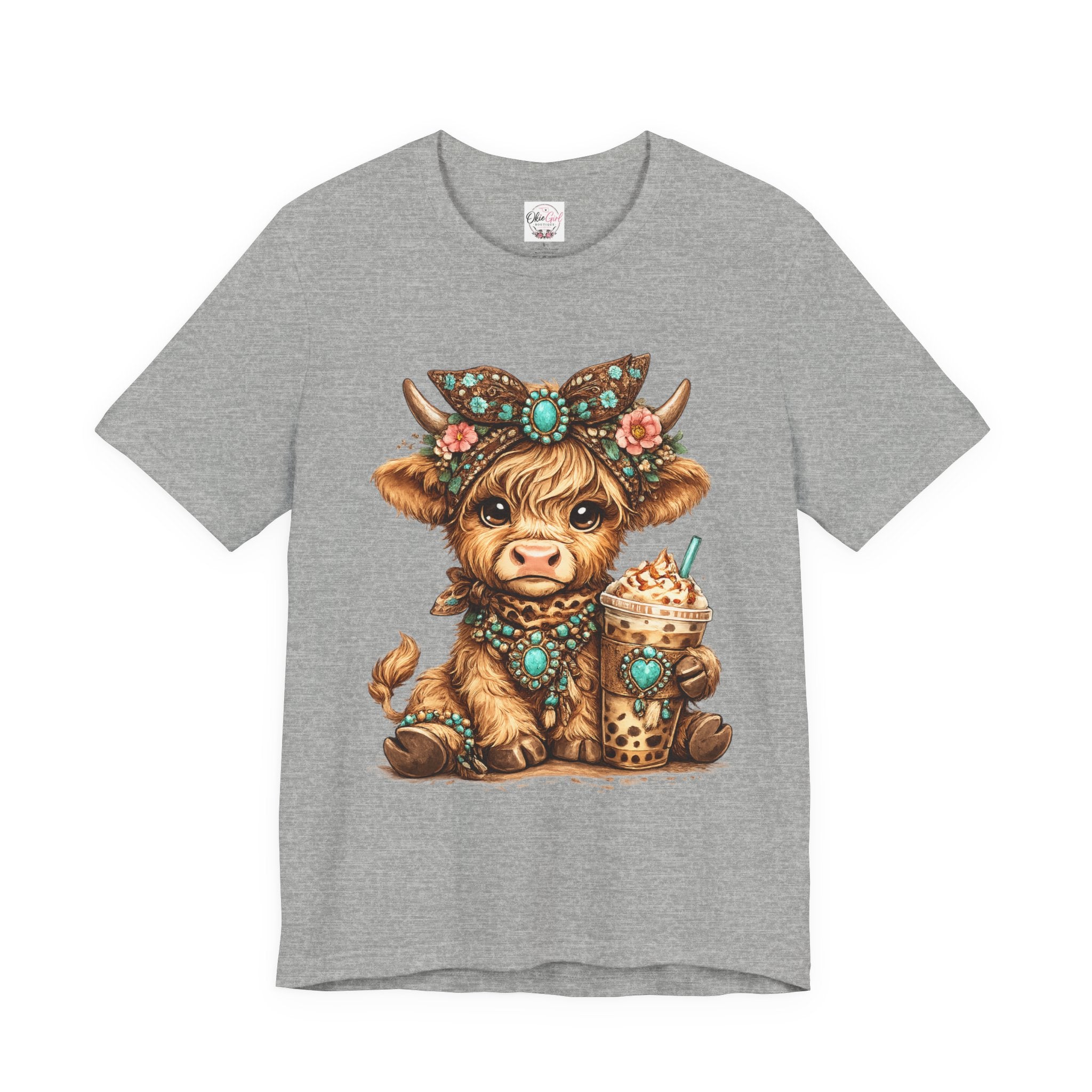 Highland Cow Tee with Bubble Tea
