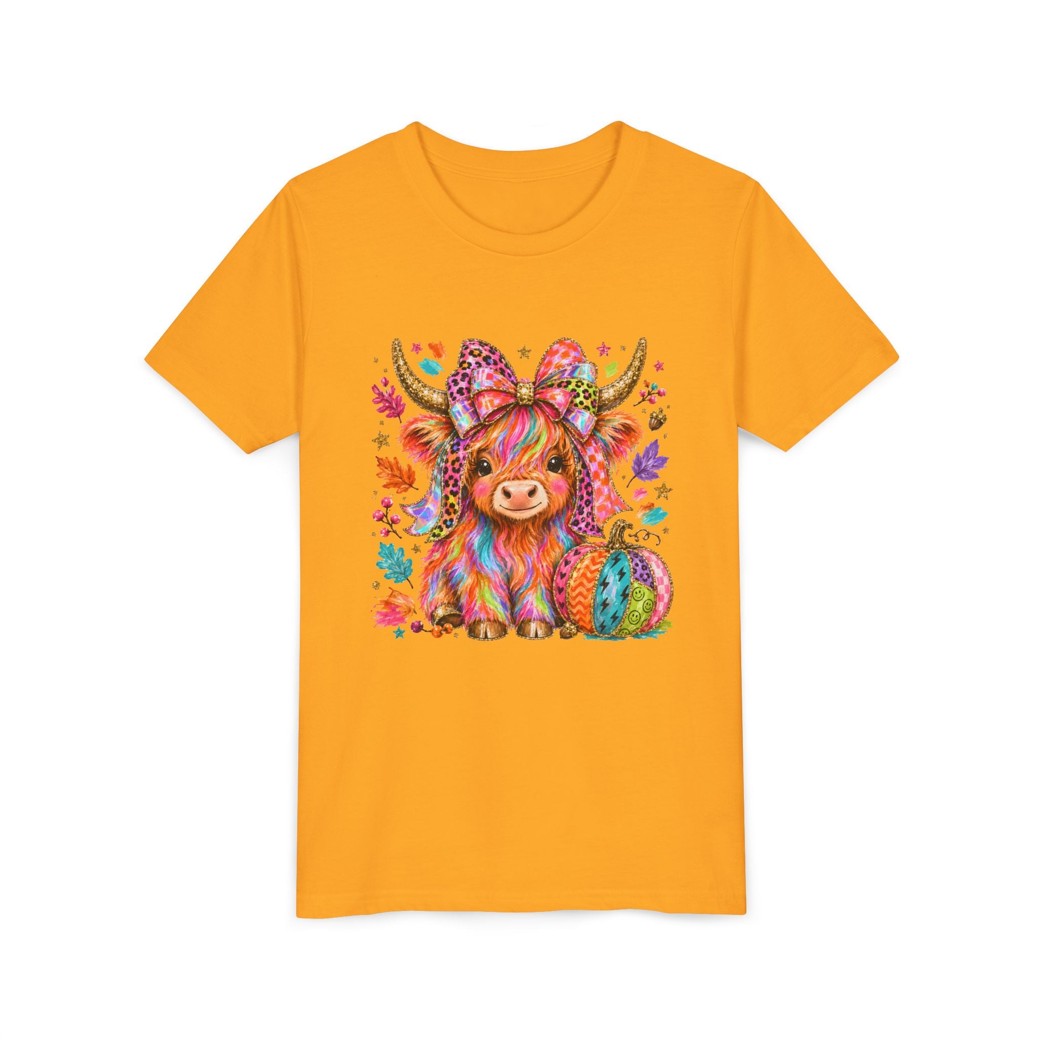 Kids Colorful Highland Cow Tee