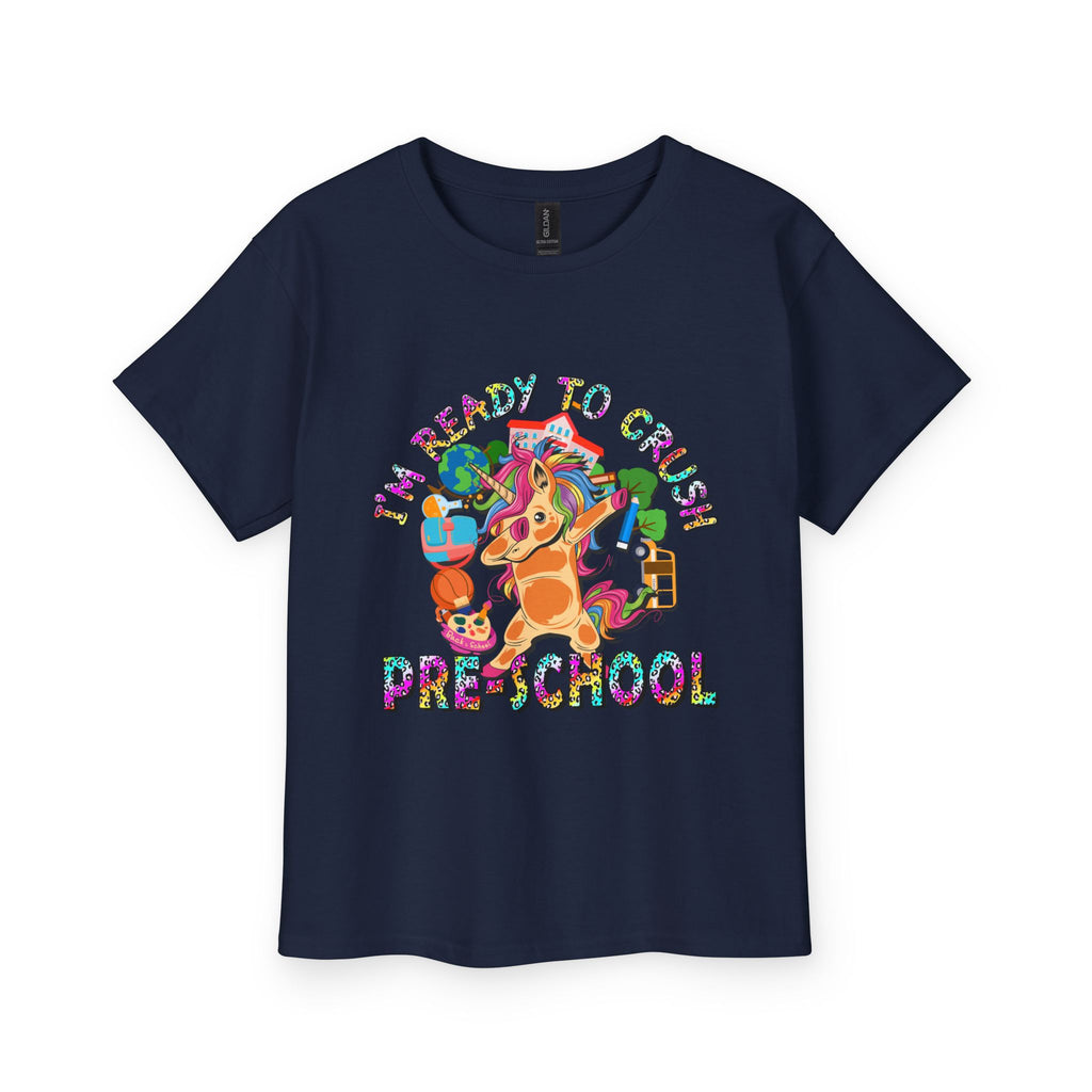 Youth Tee — "I'm Ready to Crush Preschool" Colorful Puppy Back-to-School Shirt