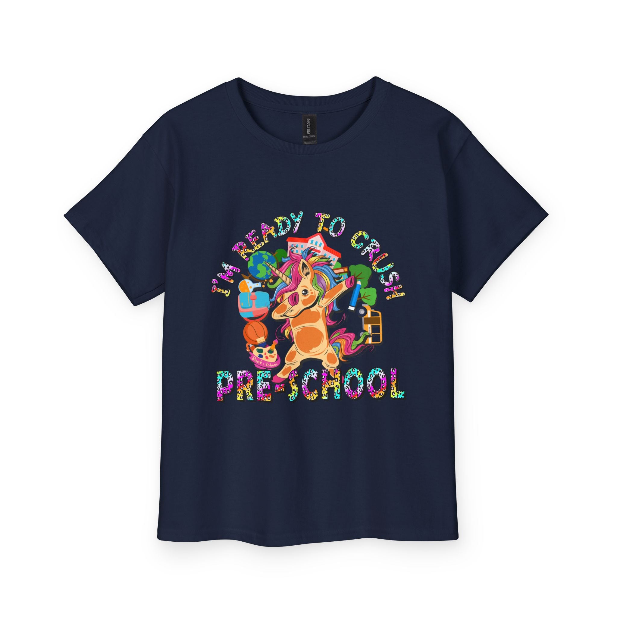 Youth Tee — "I'm Ready to Crush Preschool" Colorful Puppy Back-to-School Shirt