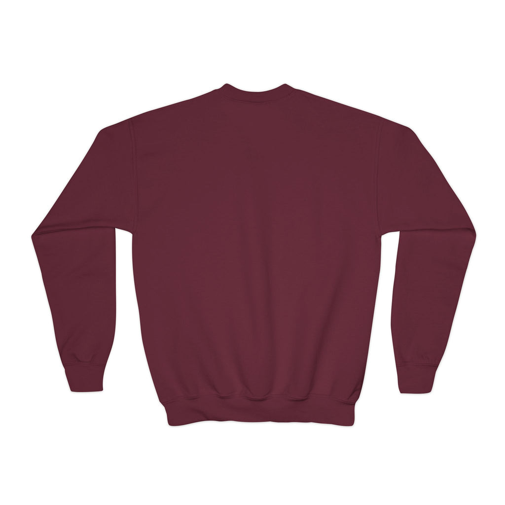 Youth Crewneck Sweatshirt — "Bruh We Back" Retro Smiley Graphic