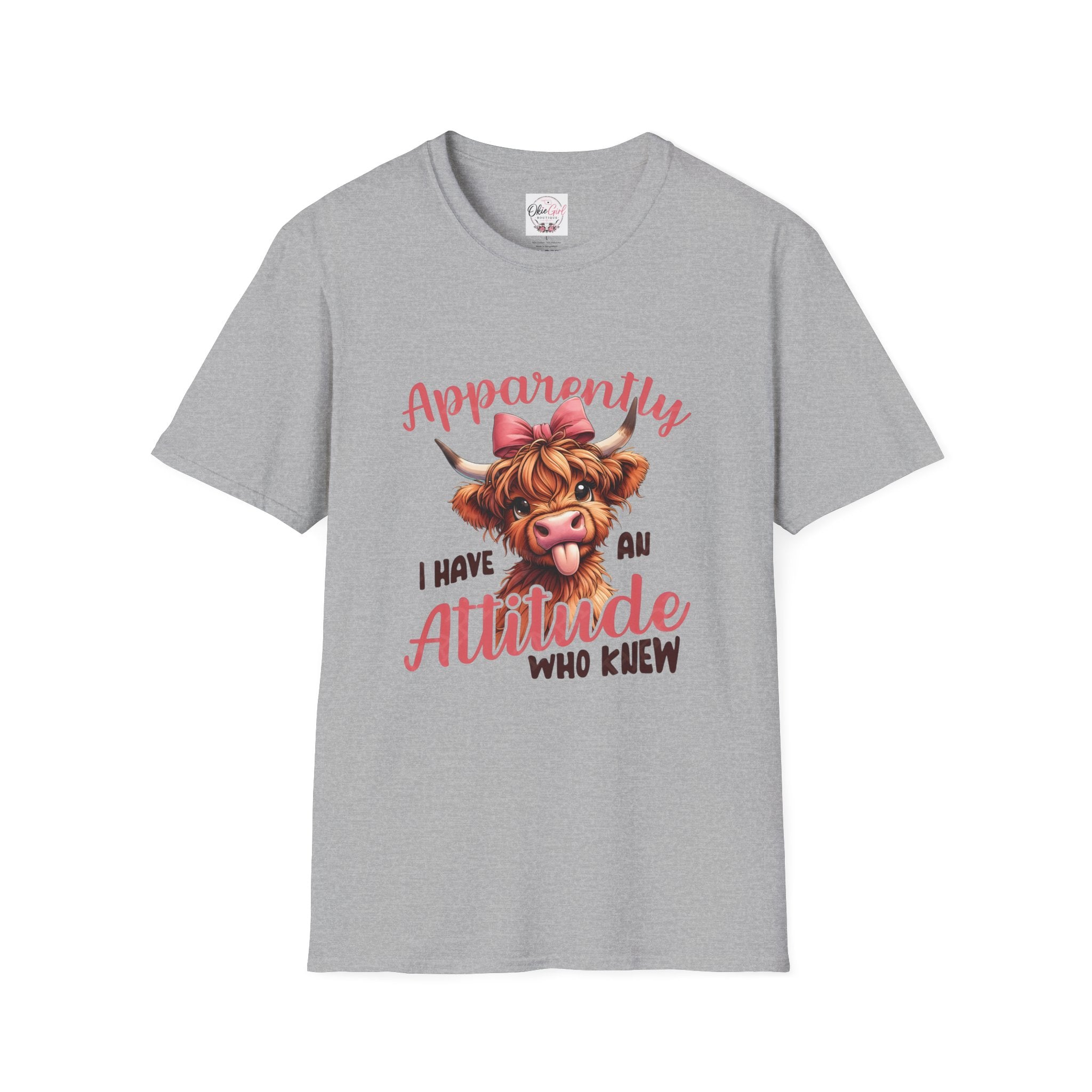 Apparently I Have an Attitude Who Knew — Cow T-Shirt