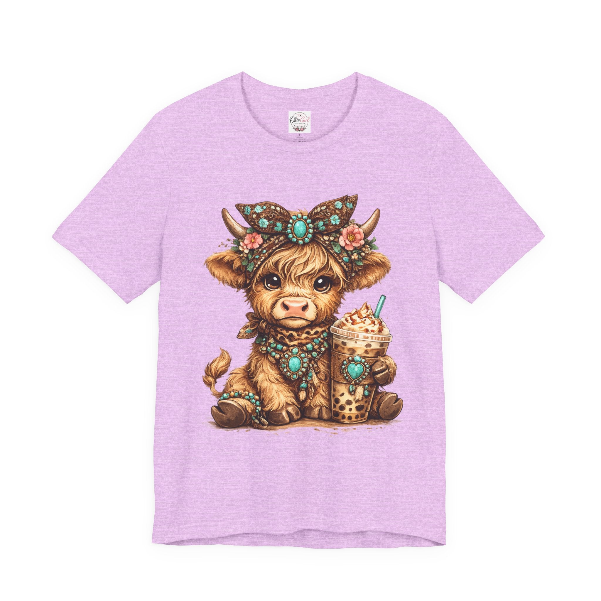 Highland Cow Tee with Bubble Tea