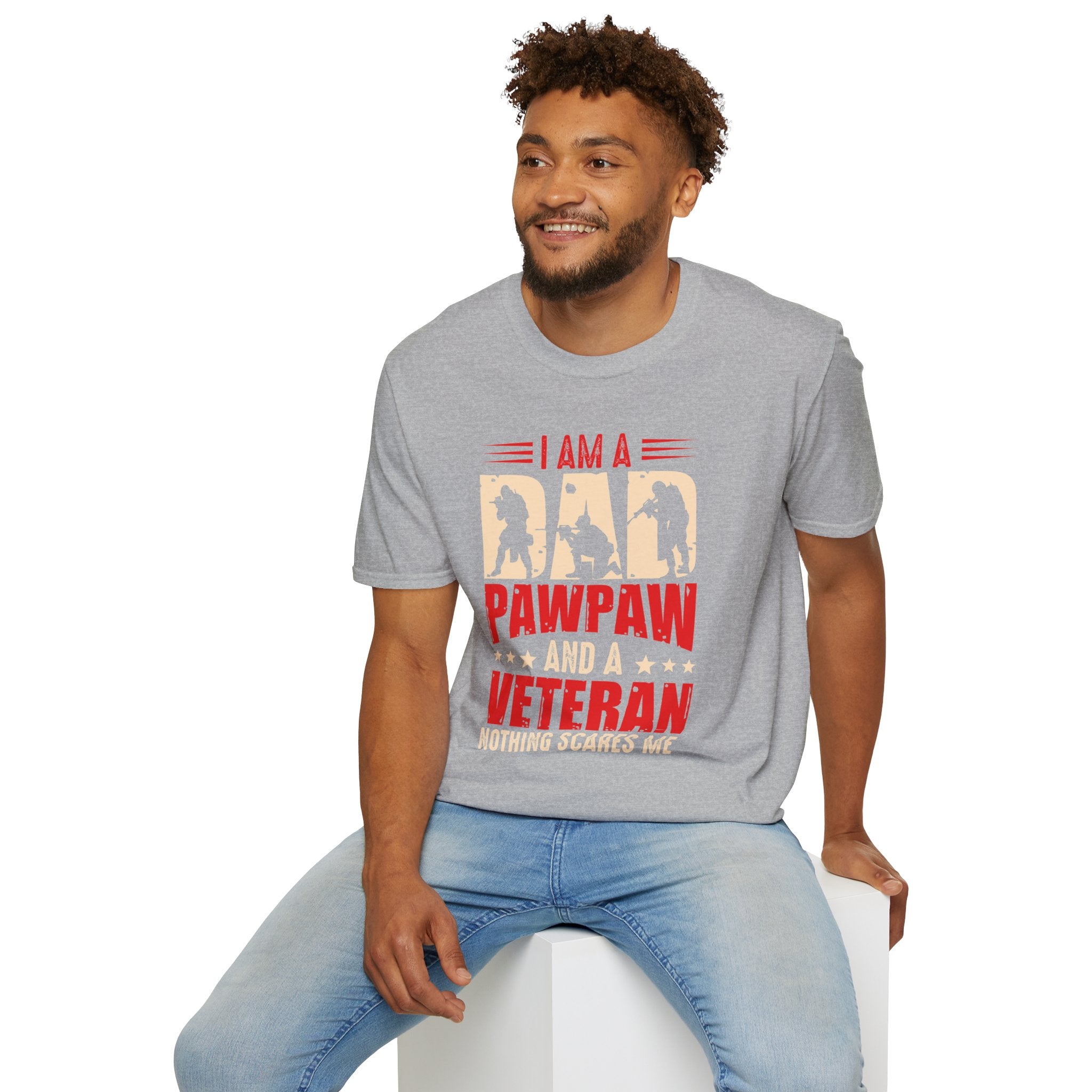 Veteran Dad/Pawpaw T-Shirt — "I Am A Dad Pawpaw and a Veteran" Patriotic Military Gift