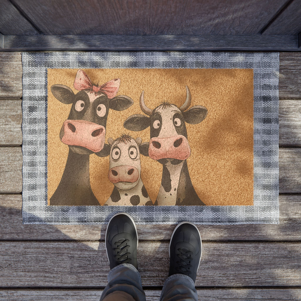 Doormat — Charming Cow Family Coir Welcome Mat