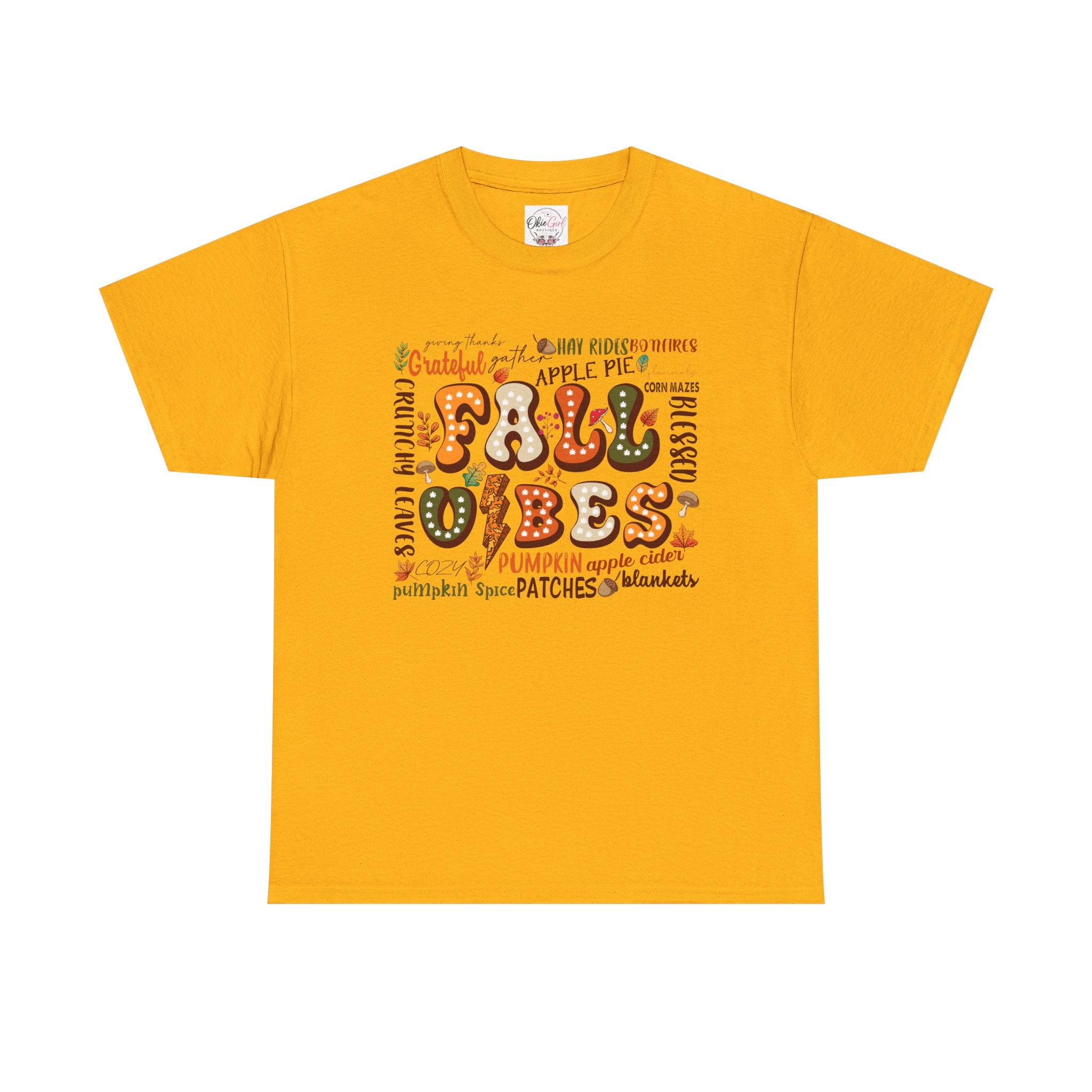 Fall Vibes Graphic Tee — Cozy Autumn Pumpkin & Apple Pie Shirt