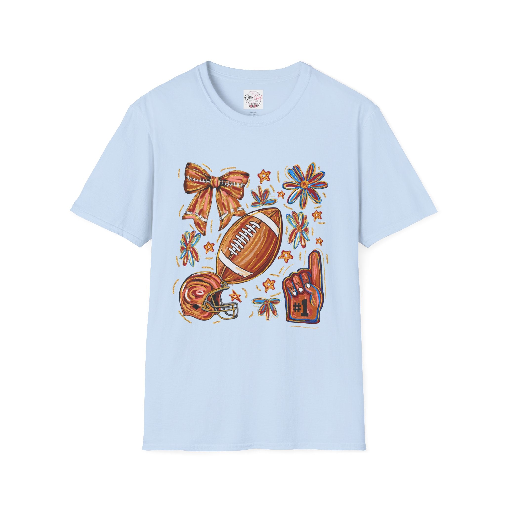 Football & Bow Graphic T-Shirt