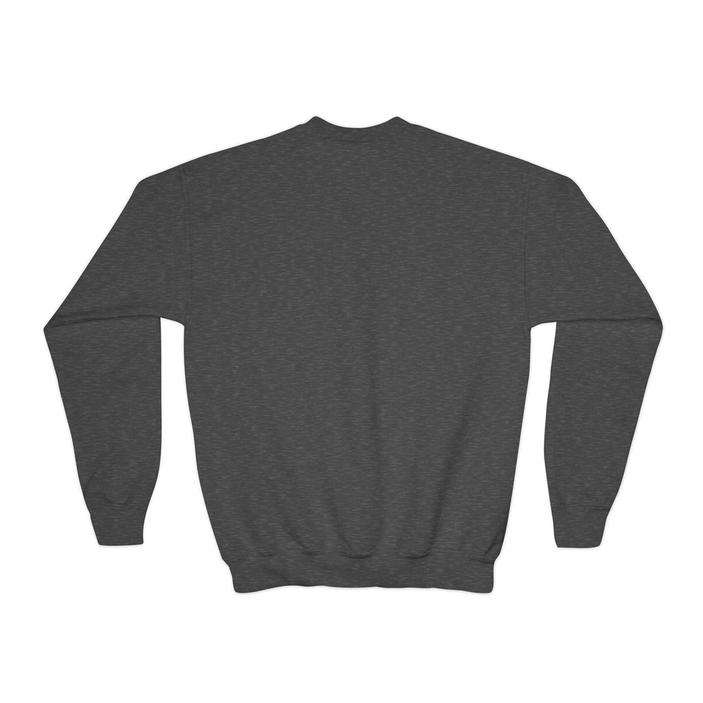 Youth Crewneck Sweatshirt — "Bruh We Back" Retro Smiley Graphic