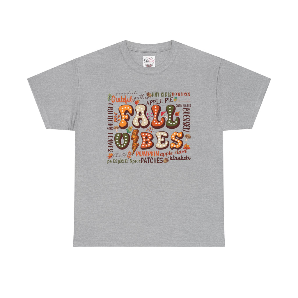 Fall Vibes Graphic Tee — Cozy Autumn Pumpkin & Apple Pie Shirt