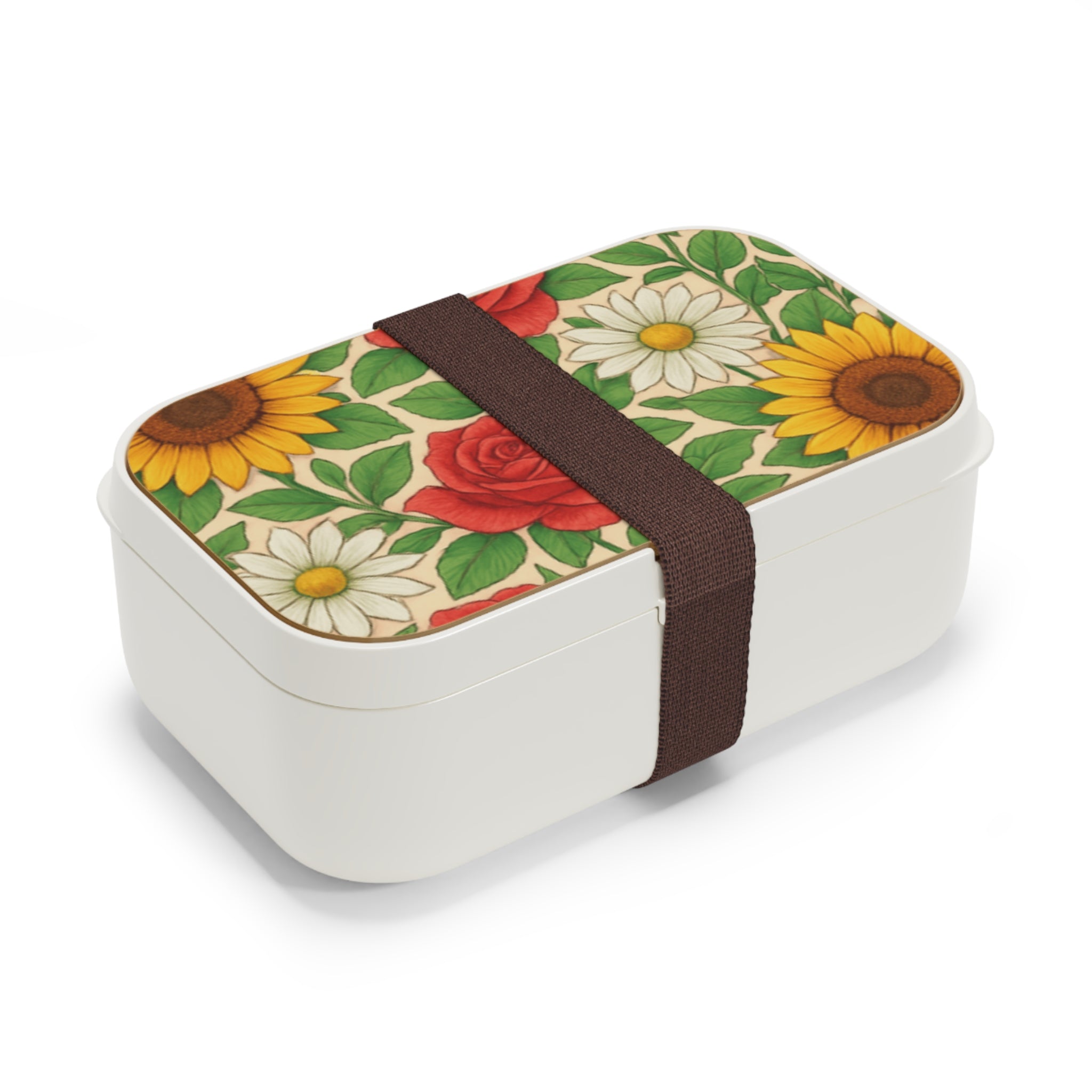 Floral Bento Lunch Box — Sunflower, Rose & Daisy Patterned Lunchbox