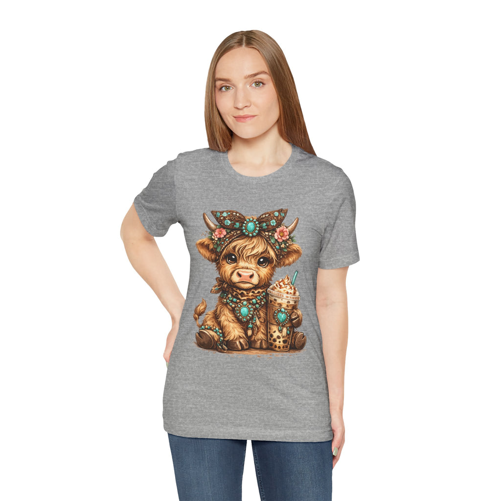 Highland Cow Tee with Bubble Tea