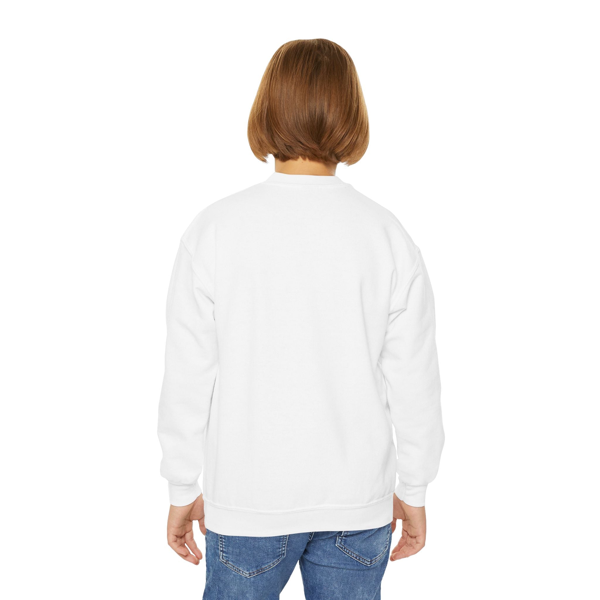 Youth Crewneck Sweatshirt — "Bruh We Back" Retro Smiley Graphic