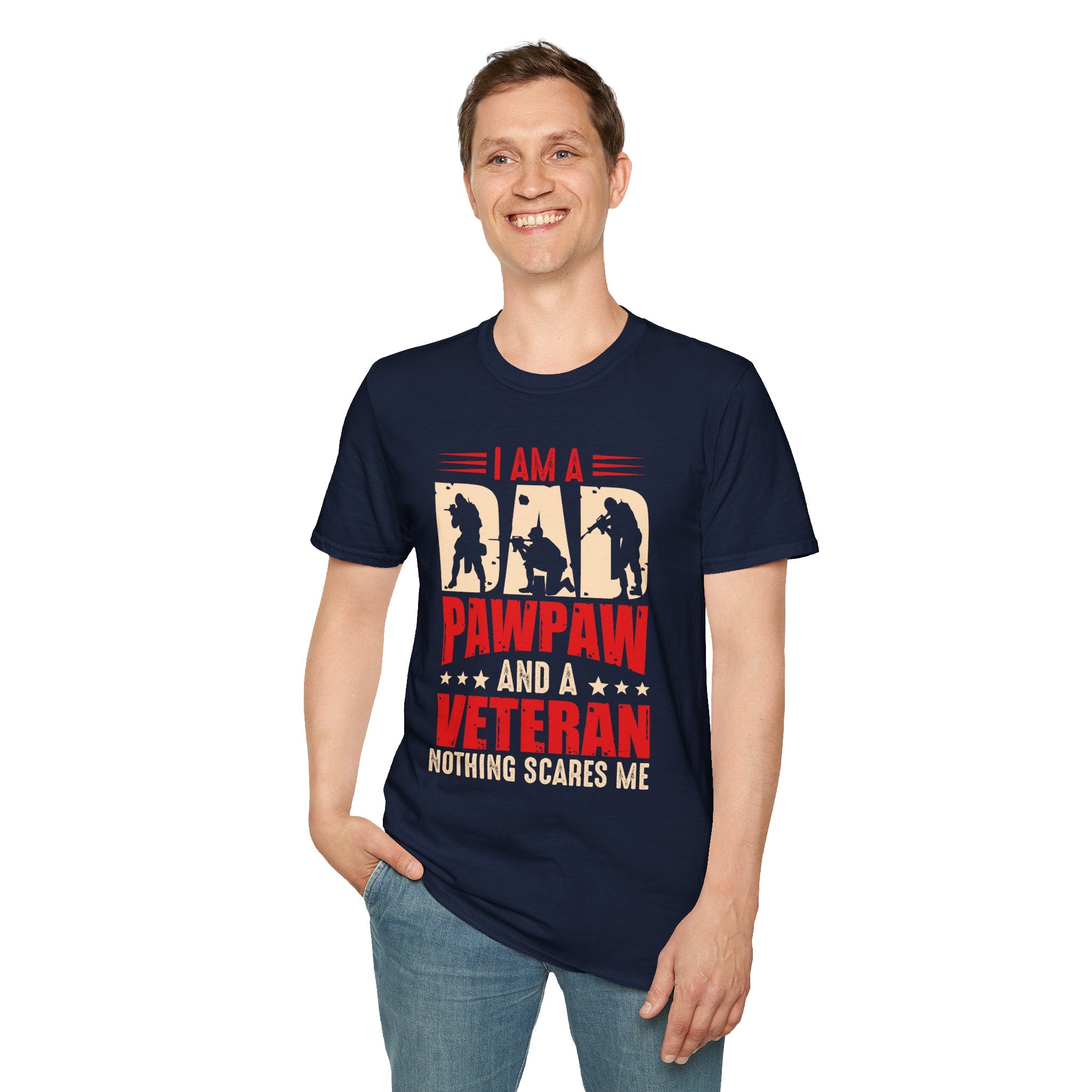 Veteran Dad/Pawpaw T-Shirt — "I Am A Dad Pawpaw and a Veteran" Patriotic Military Gift