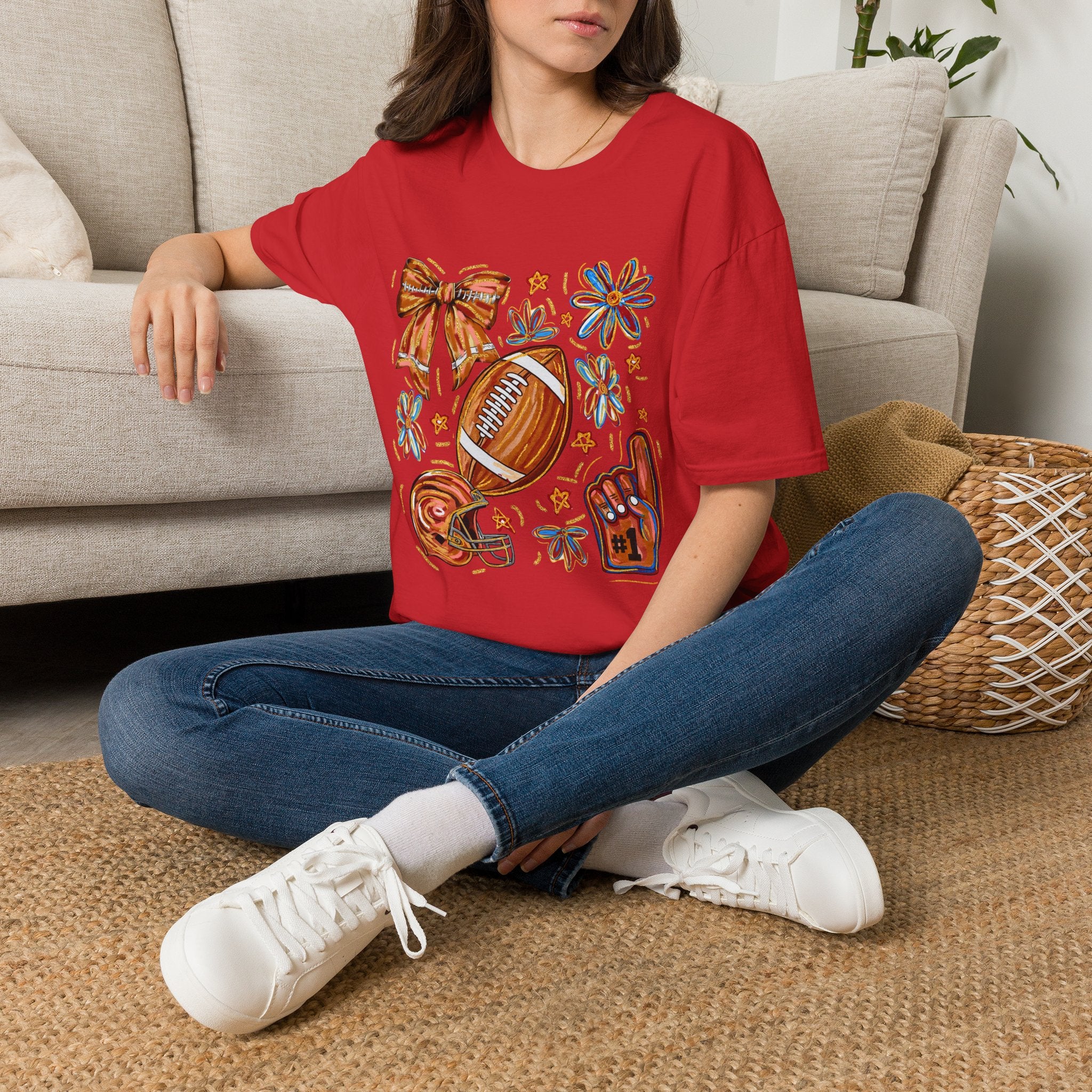Football & Bow Graphic T-Shirt