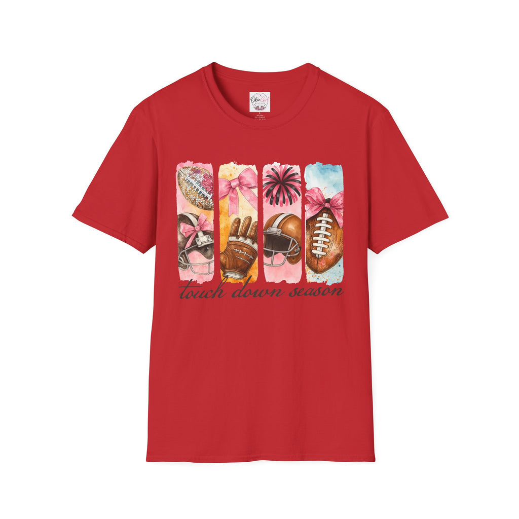 Touchdown Season Football T-Shirt — Pink Cheer & Helmet Graphic Tee