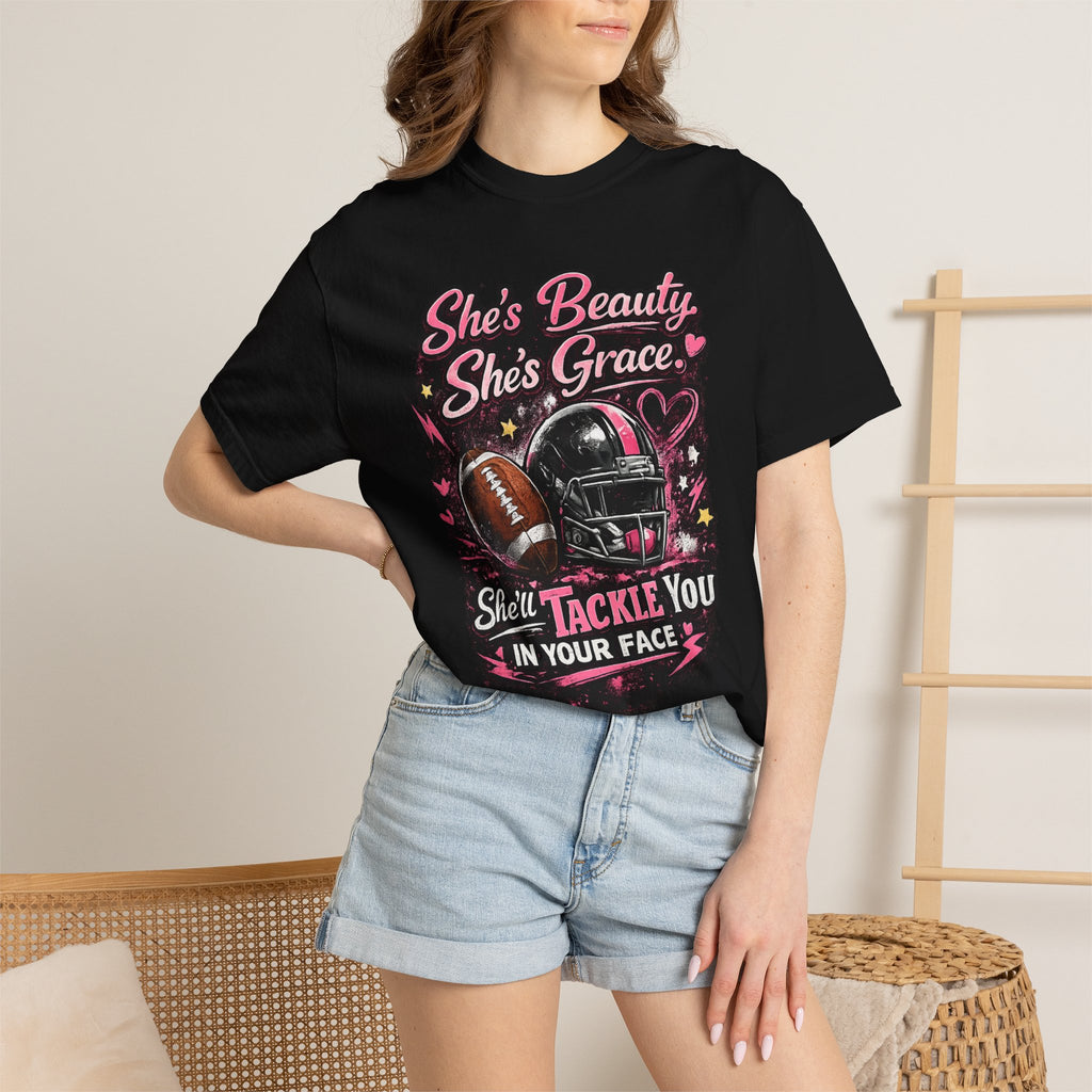 She's Beauty She's Grace Football Tee