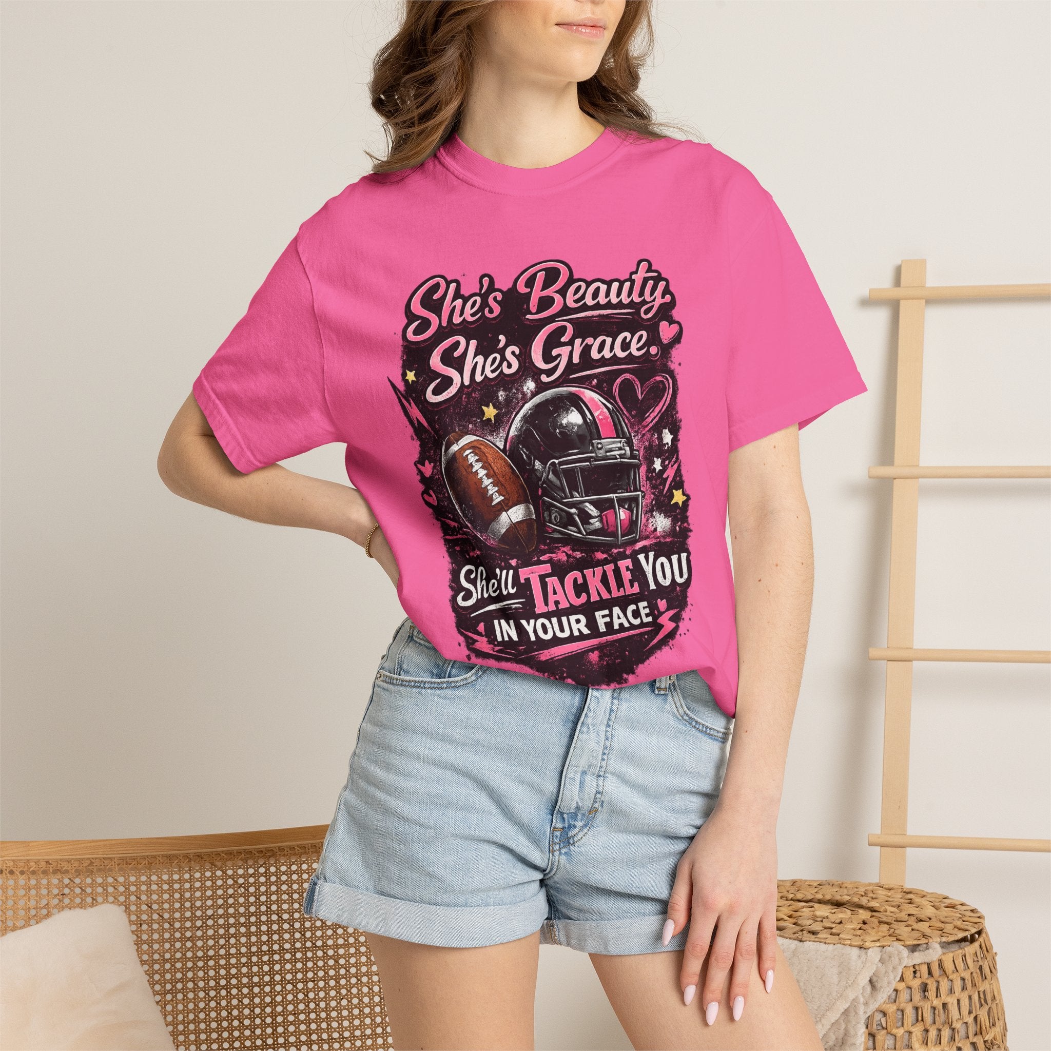 She's Beauty She's Grace Football Tee