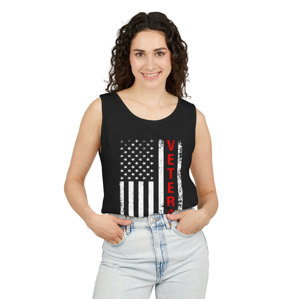 Veteran Flag Tank Top — Distressed American Flag Veteran Graphic Tank