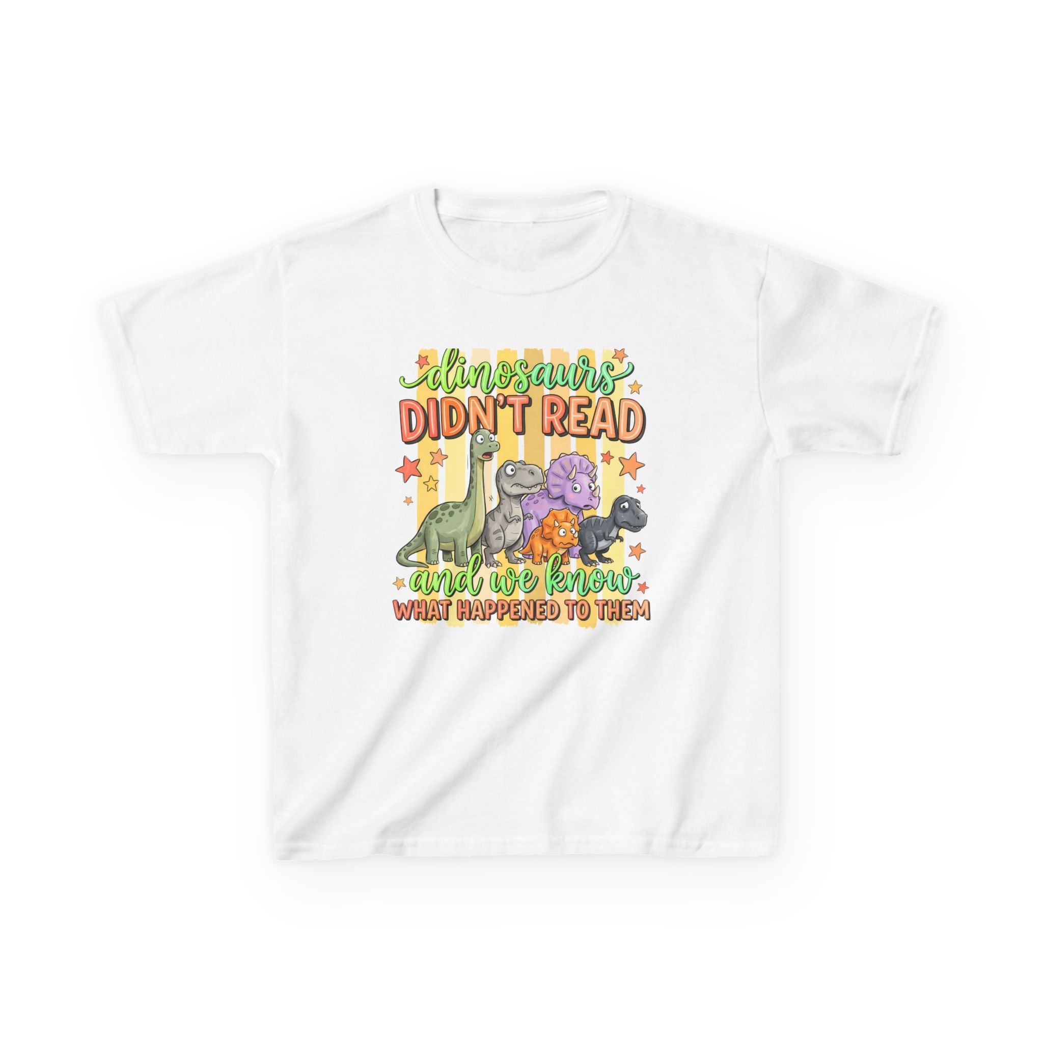 Kids Tee — “Dinosaurs Didn’t Read” Cute Dino Graphic Shirt (Back-to-School, Reading Gift)
