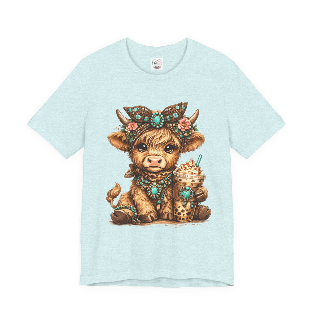 Highland Cow Tee with Bubble Tea