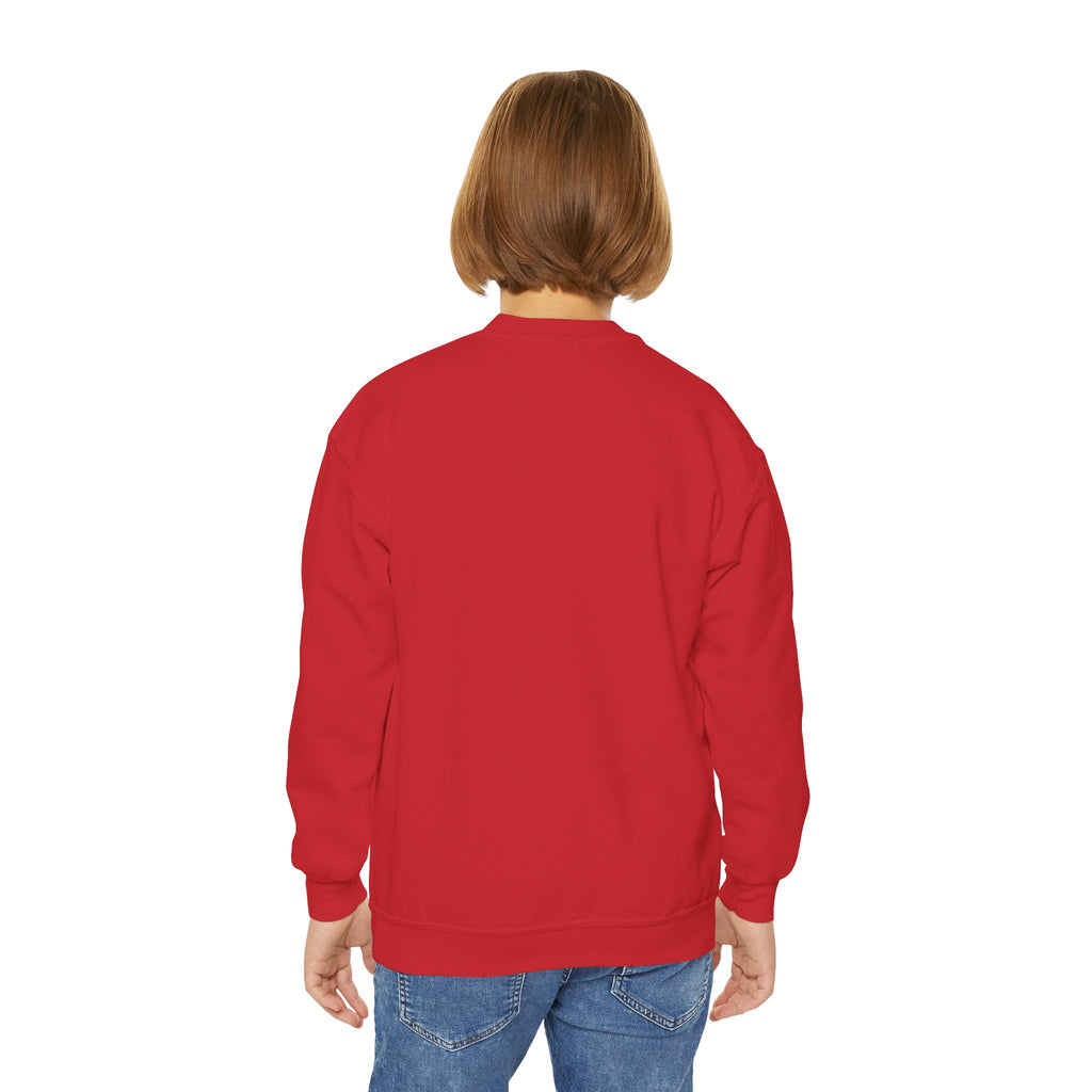 Youth Crewneck Sweatshirt — "Bruh We Back" Retro Smiley Graphic