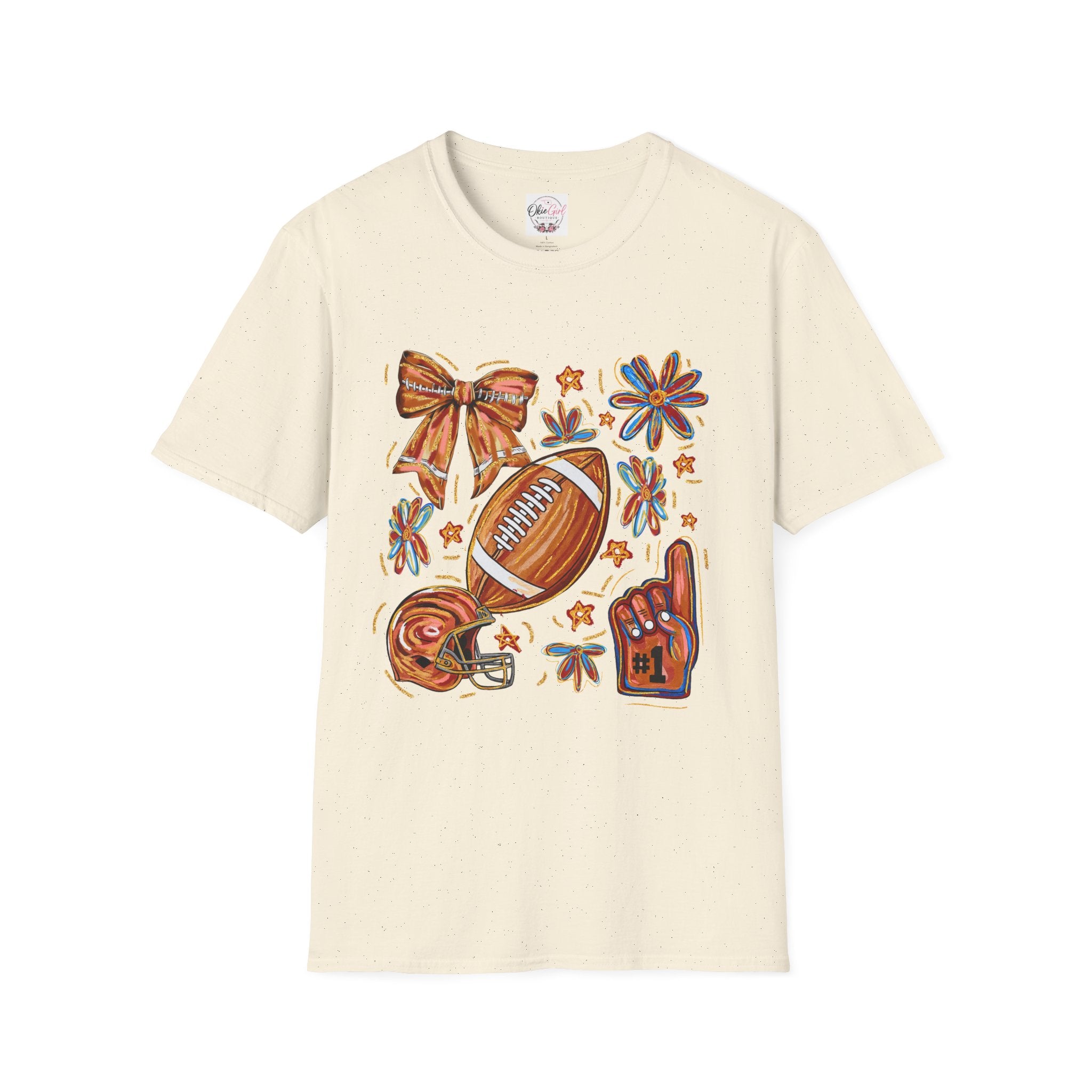 Football & Bow Graphic T-Shirt