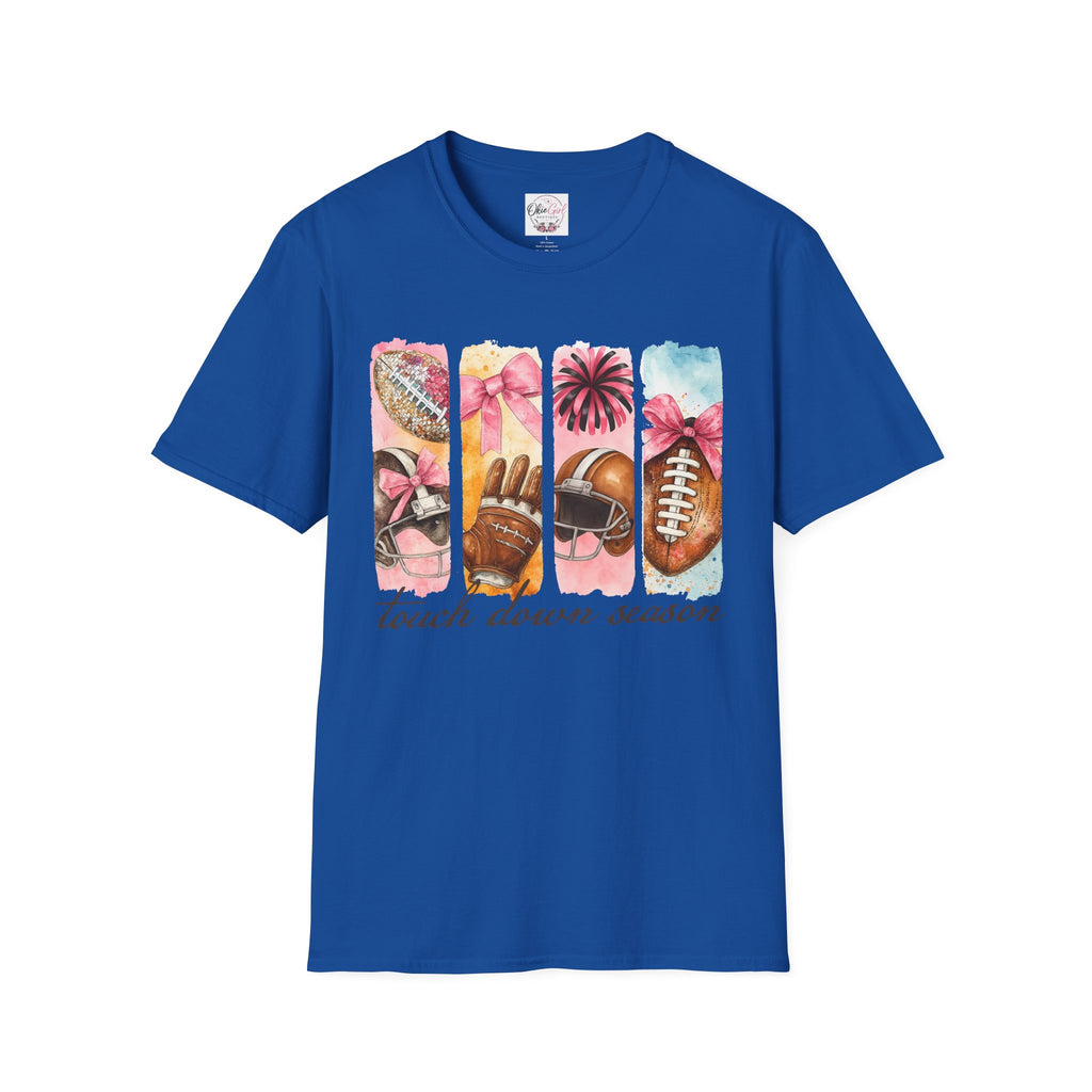 Touchdown Season Football T-Shirt — Pink Cheer & Helmet Graphic Tee