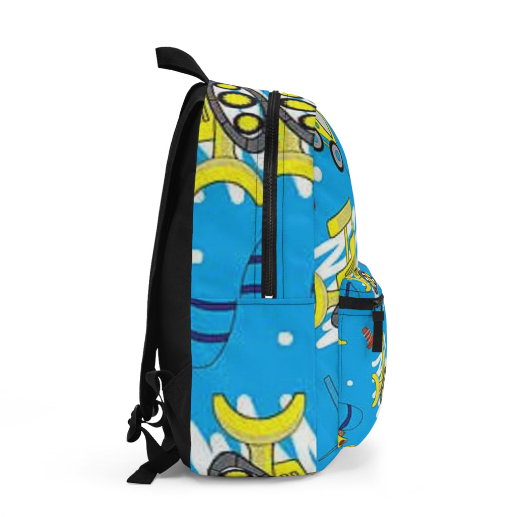 Blue Bulldozer & Dump Truck School Bag