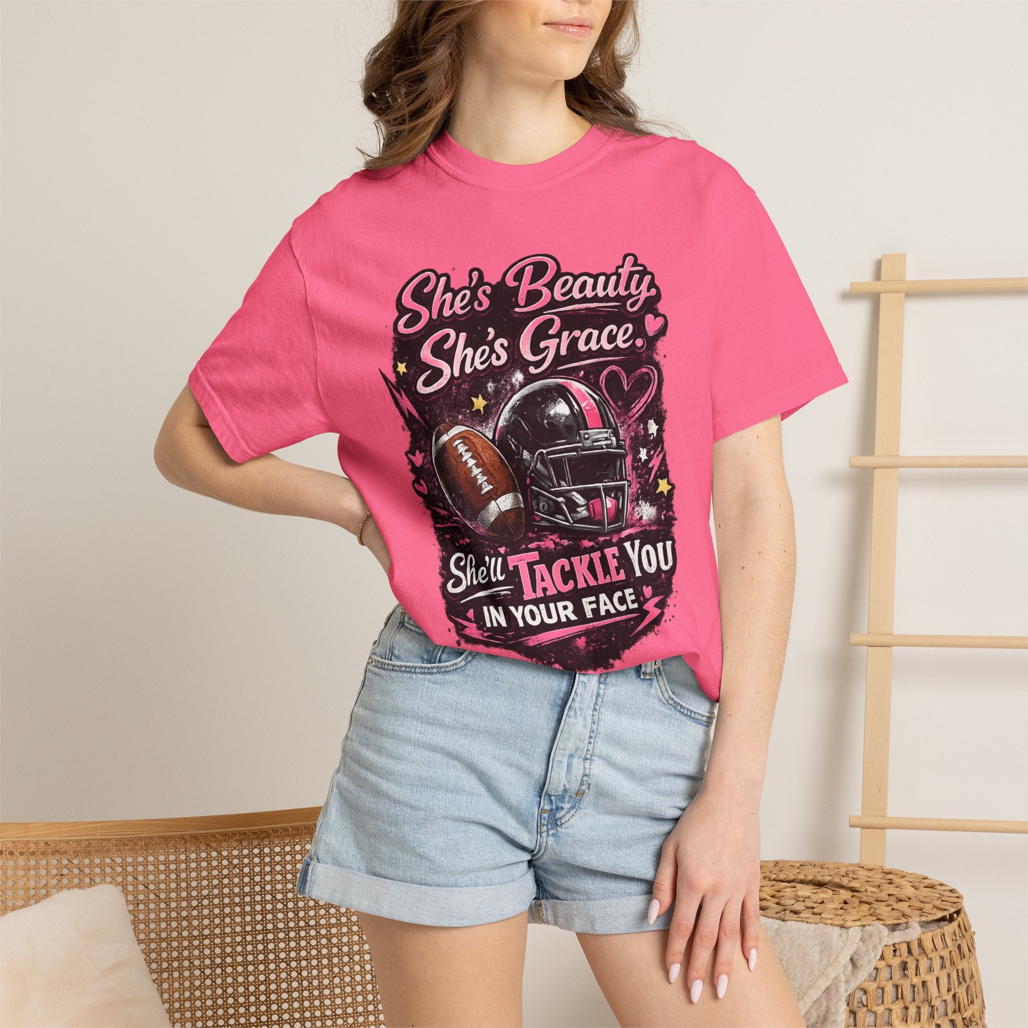 She's Beauty She's Grace Football Tee