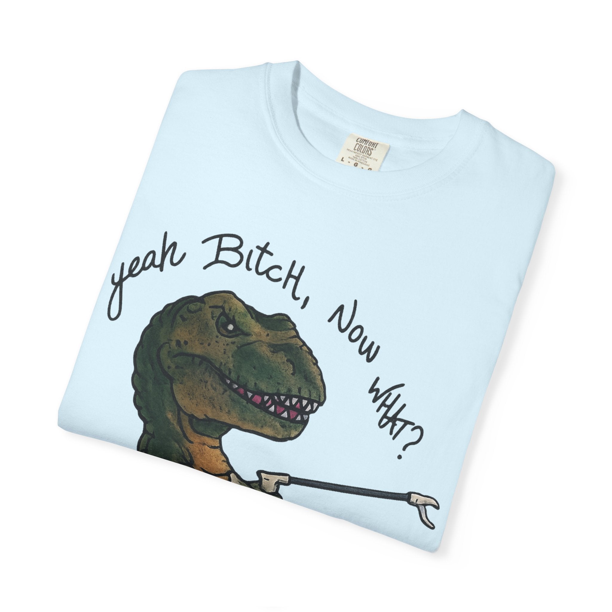 T-Shirt — Funny 'Yeah Bitch, Now What?' T-Rex Graphic Tee