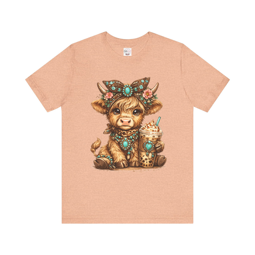 Highland Cow Tee with Bubble Tea