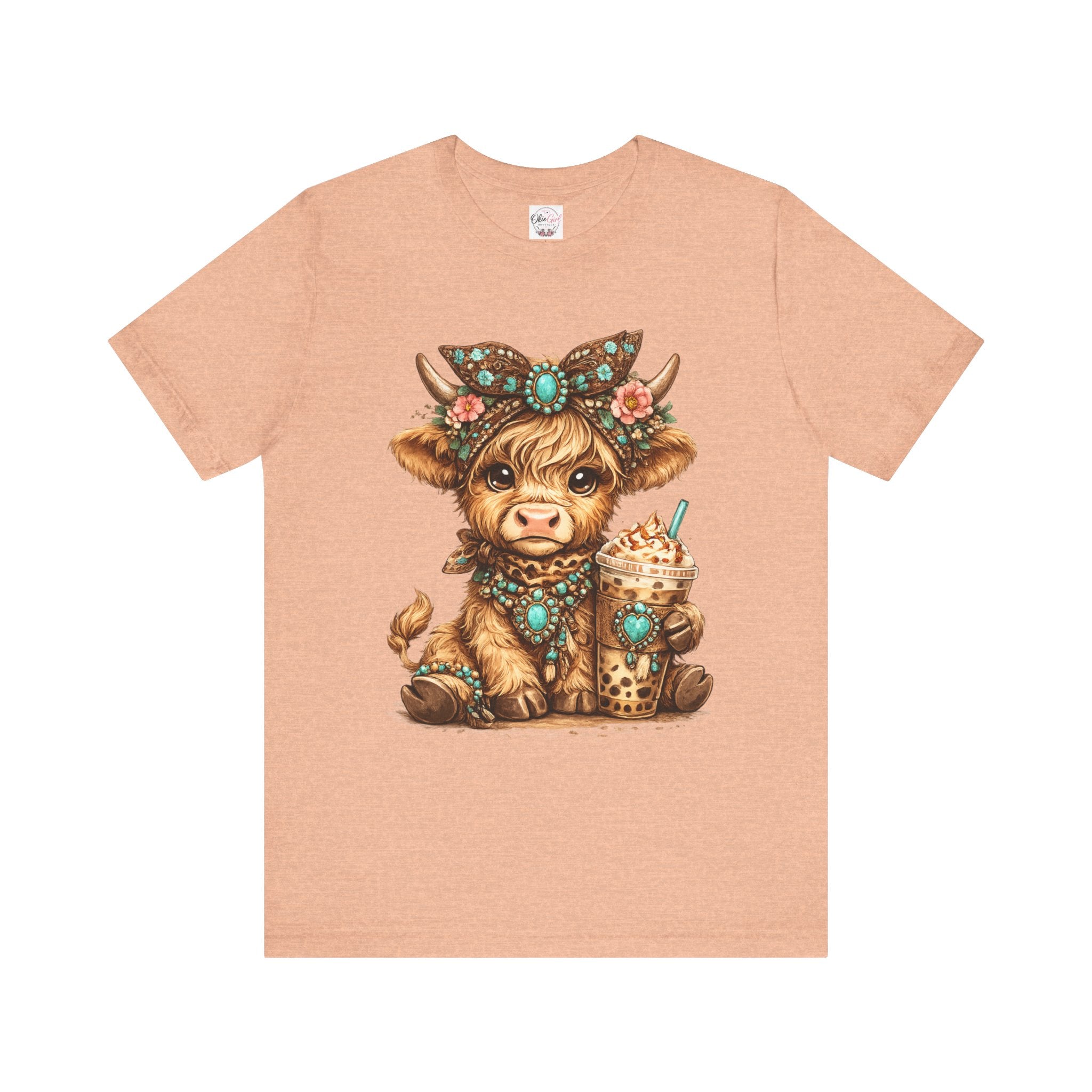 Highland Cow Tee with Bubble Tea