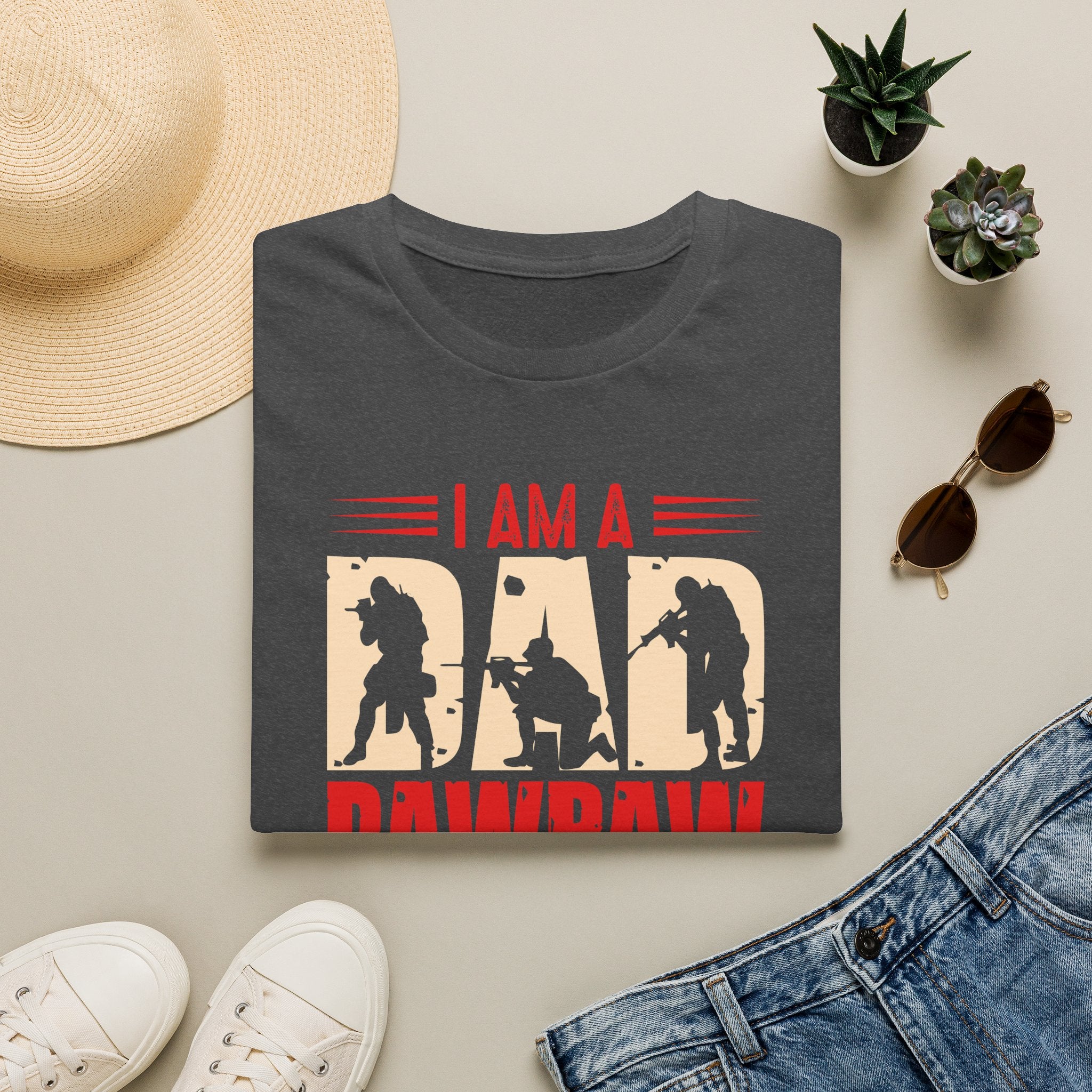 Veteran Dad/Pawpaw T-Shirt — "I Am A Dad Pawpaw and a Veteran" Patriotic Military Gift