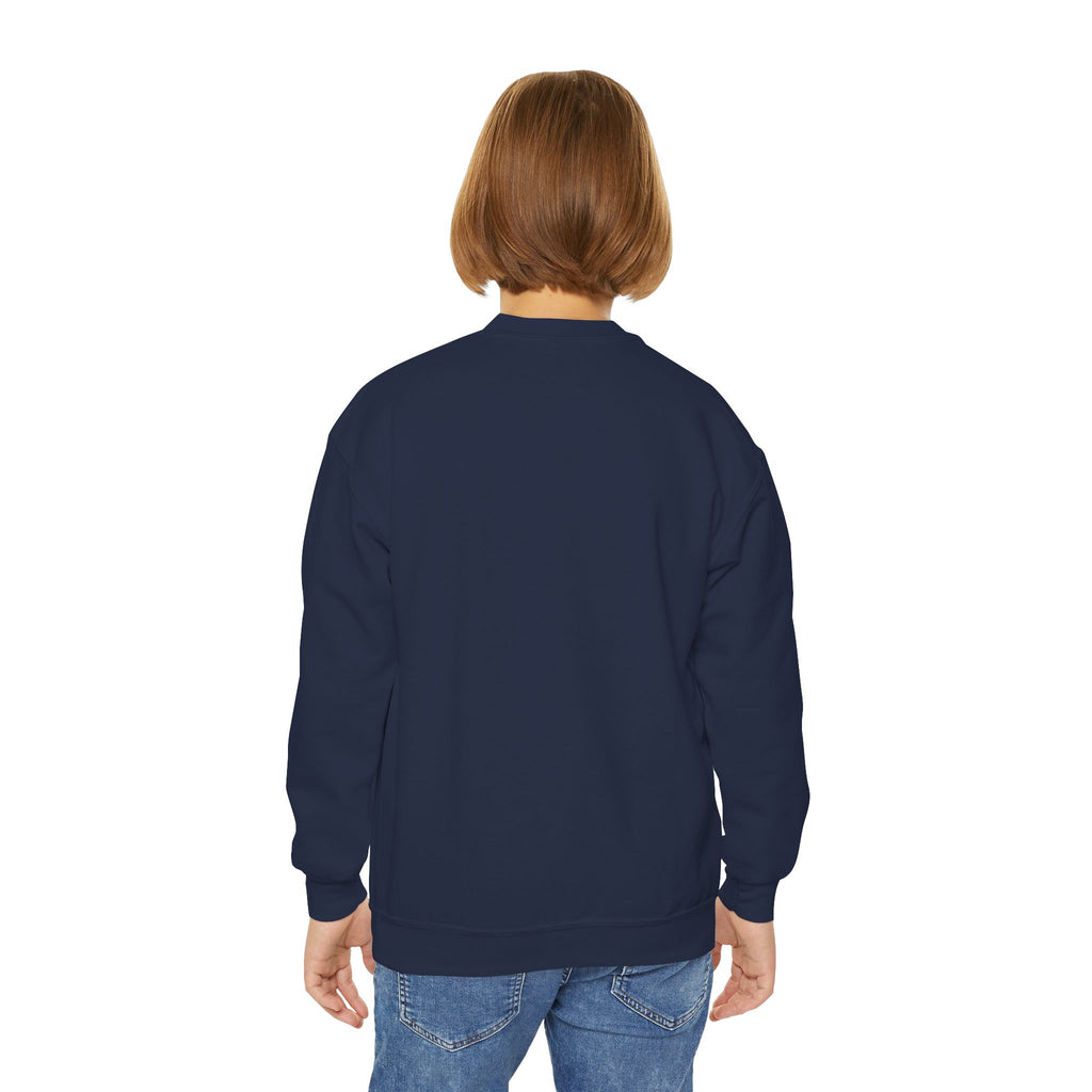 Youth Crewneck Sweatshirt — "Bruh We Back" Retro Smiley Graphic