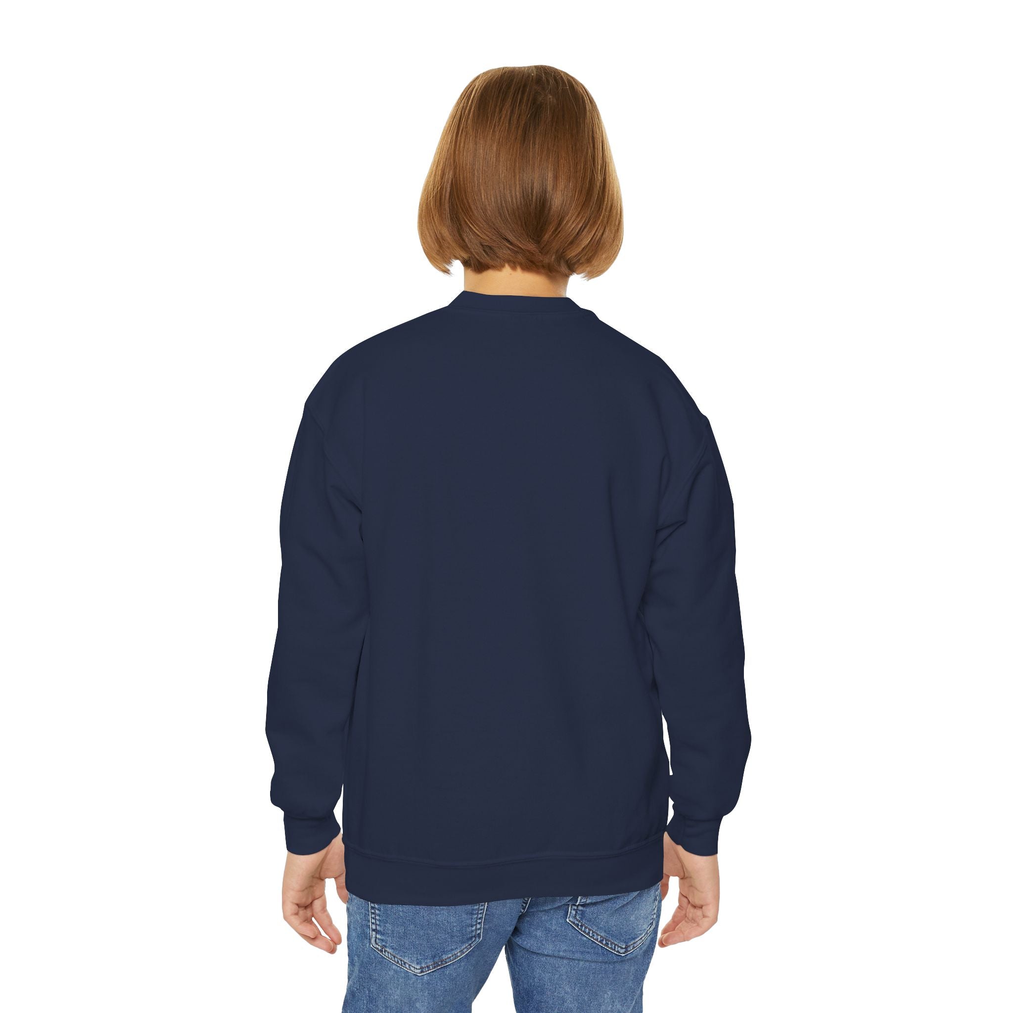 Youth Crewneck Sweatshirt — "Bruh We Back" Retro Smiley Graphic