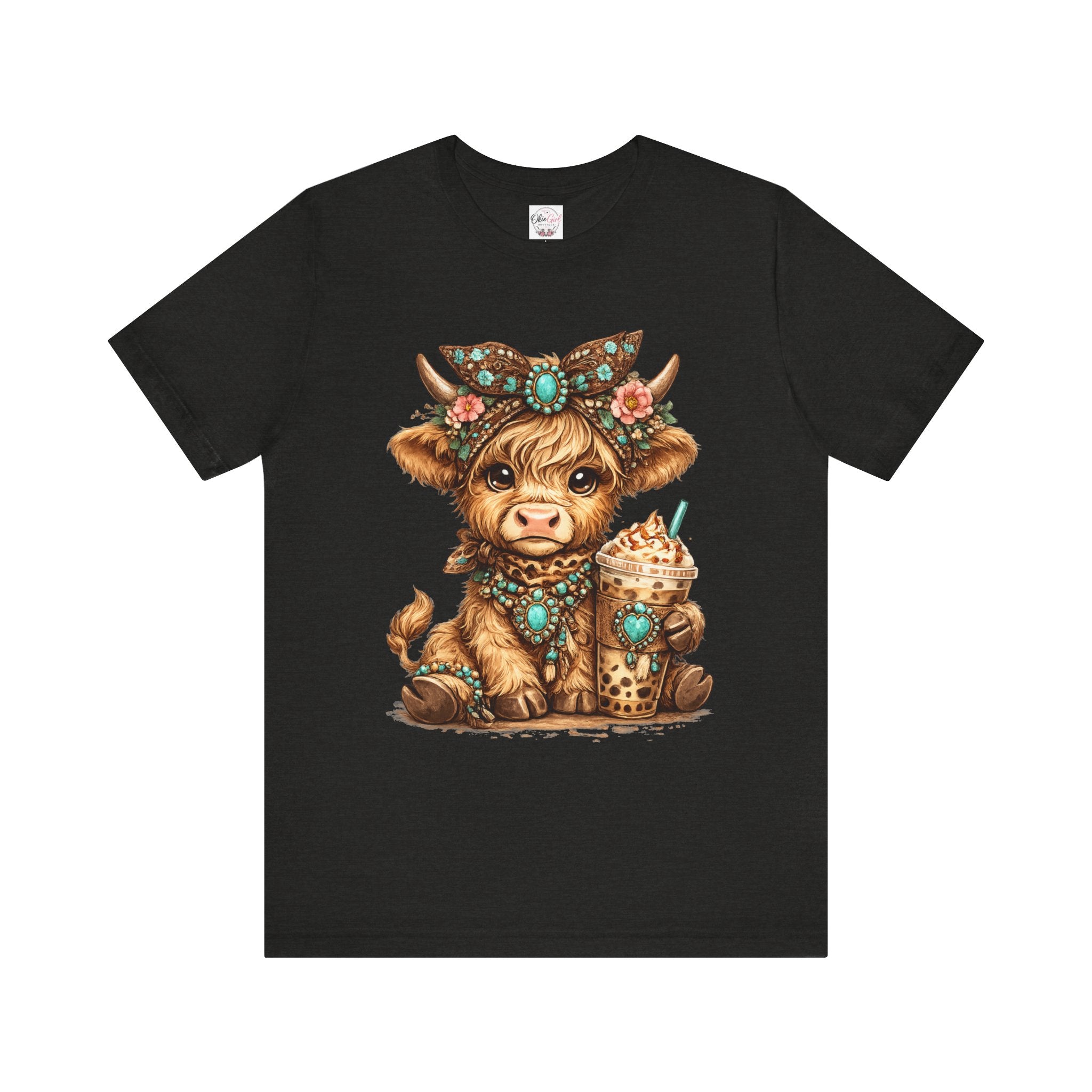 Highland Cow Tee with Bubble Tea