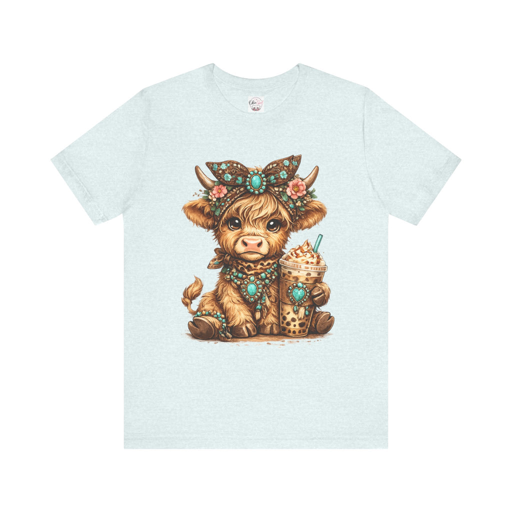 Highland Cow Tee with Bubble Tea