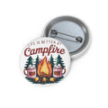 Campfire Pin Button — "Life Is Better by Campfire" Outdoor Badge