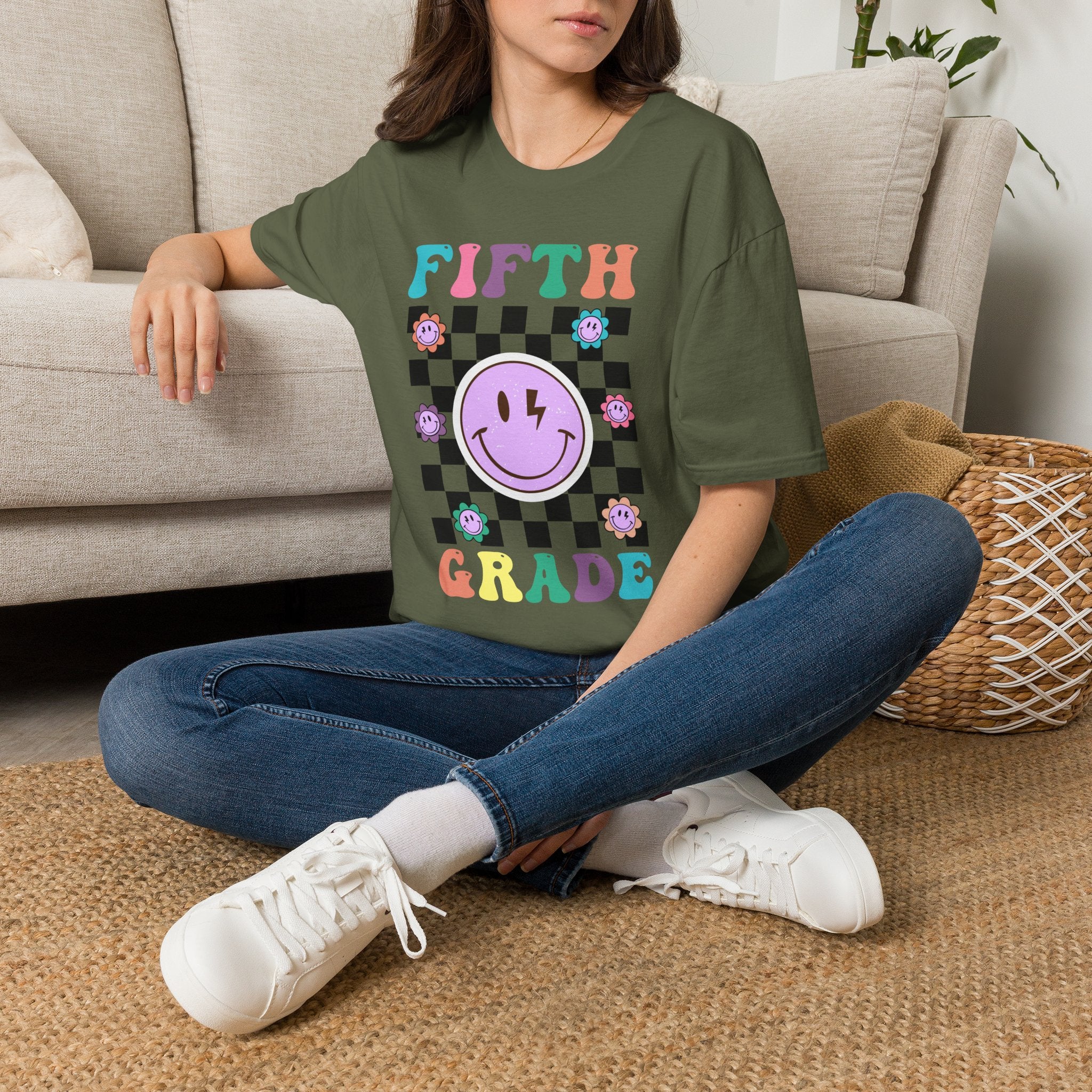 Fifth Grade Retro Smiley- Adult size