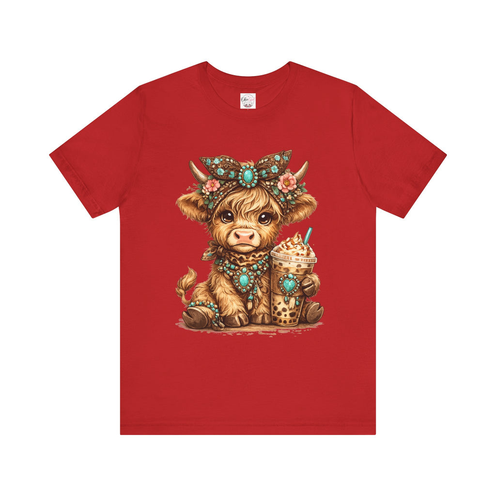 Highland Cow Tee with Bubble Tea
