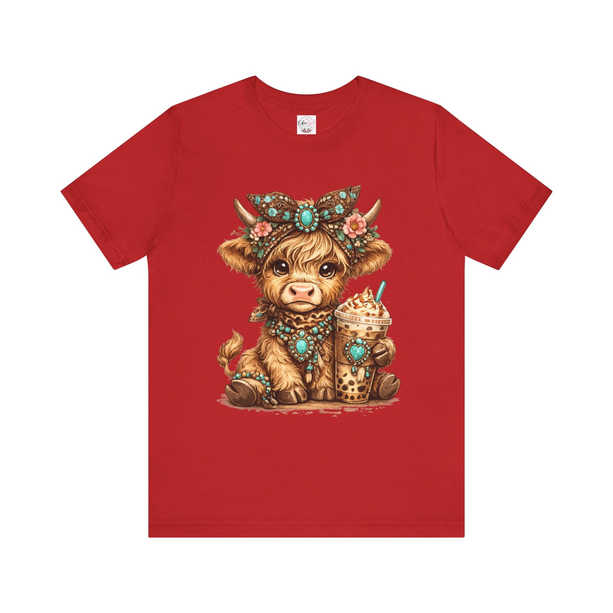 Highland Cow Tee with Bubble Tea