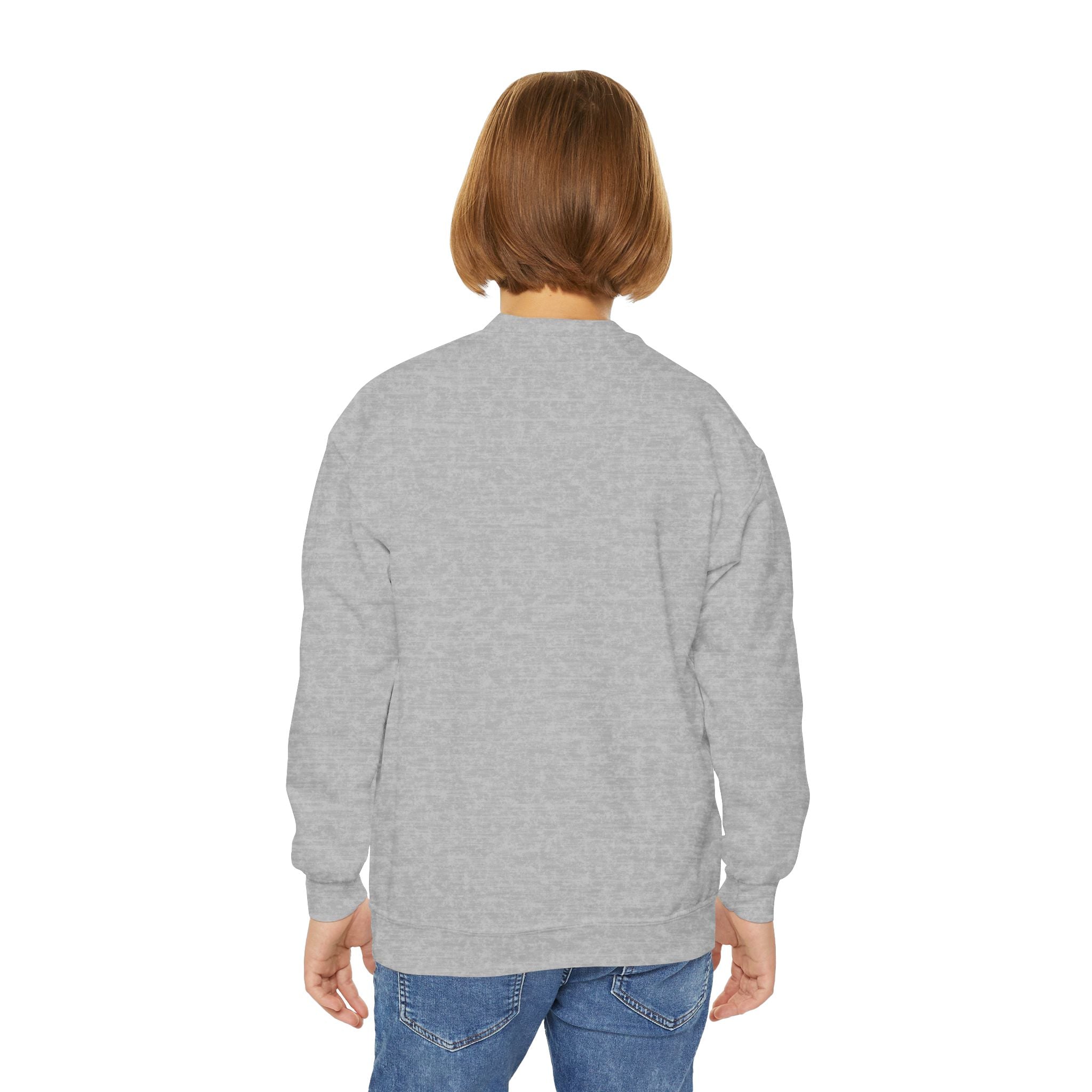 Youth Crewneck Sweatshirt — "Bruh We Back" Retro Smiley Graphic