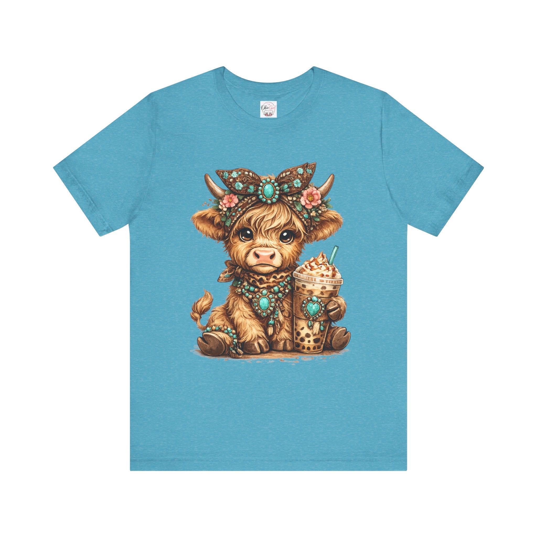 Highland Cow Tee with Bubble Tea