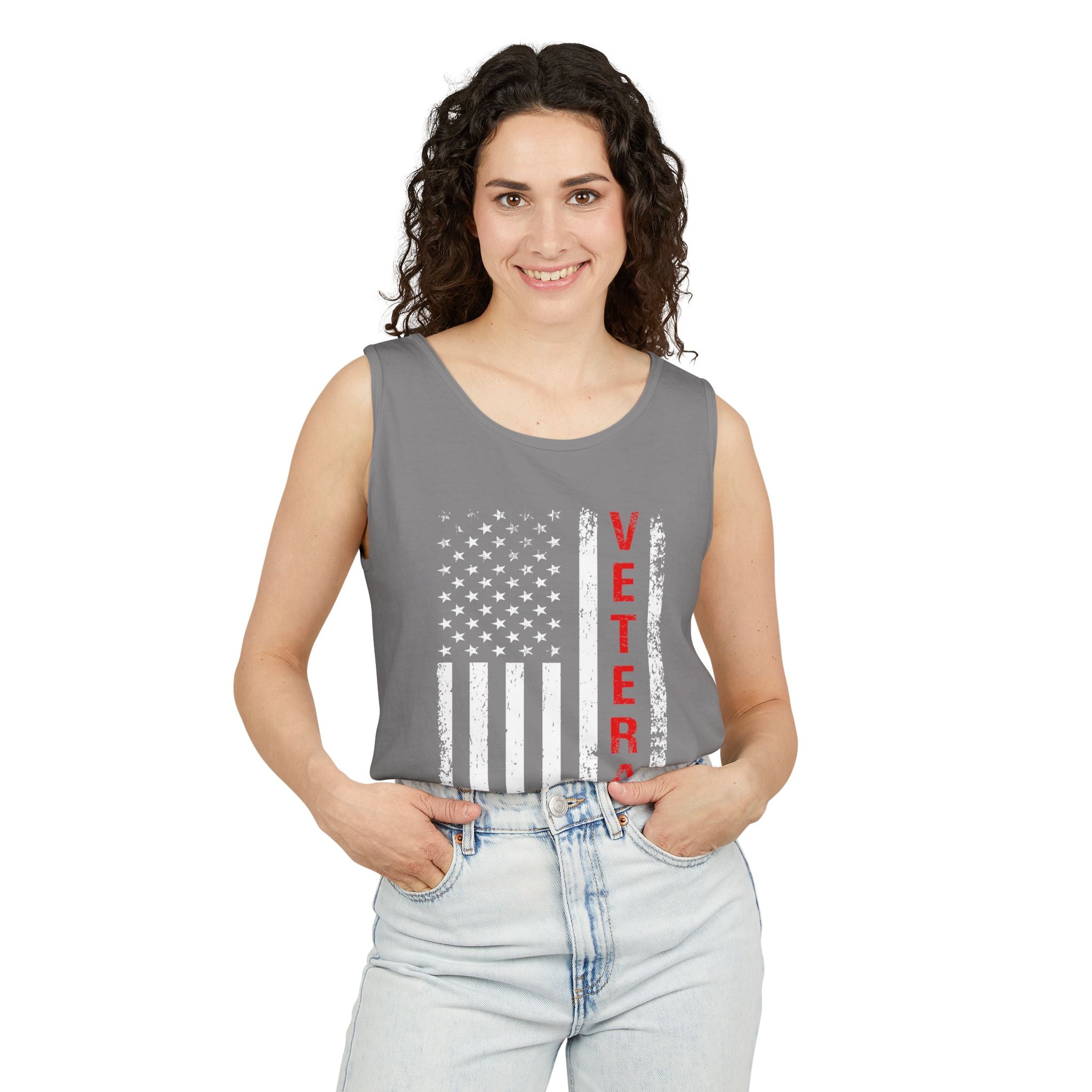 Veteran Flag Tank Top — Distressed American Flag Veteran Graphic Tank