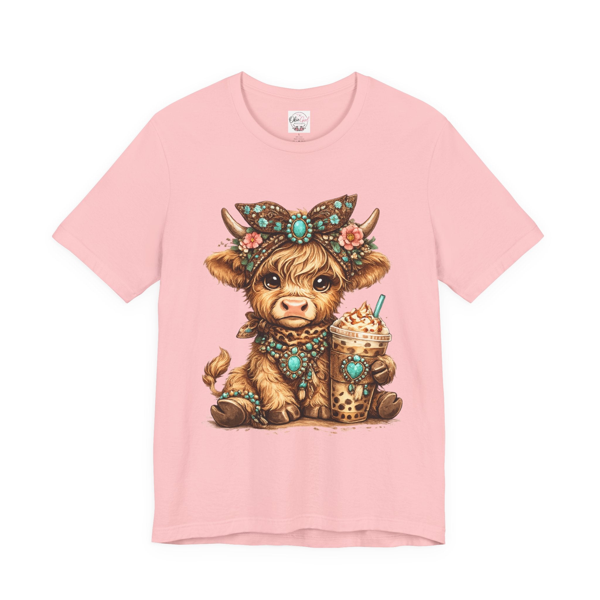 Highland Cow Tee with Bubble Tea
