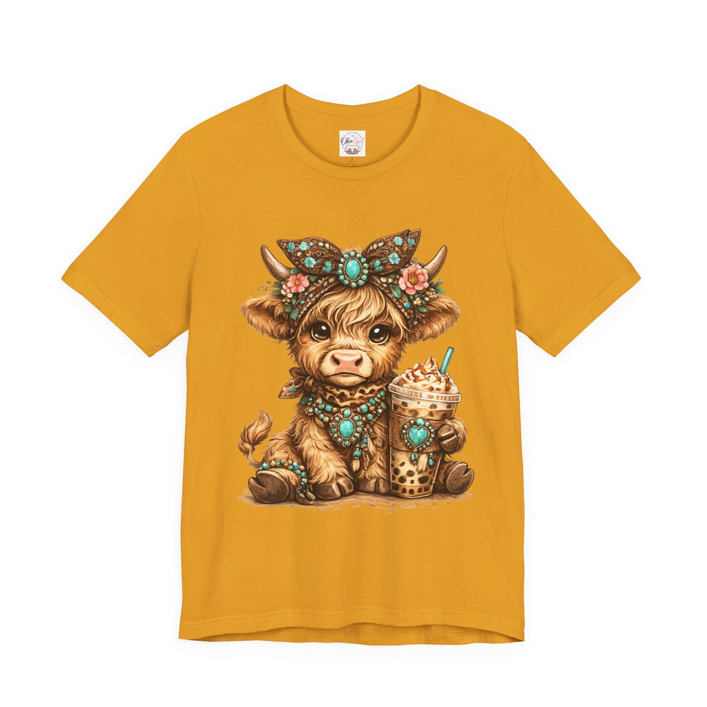 Highland Cow Tee with Bubble Tea