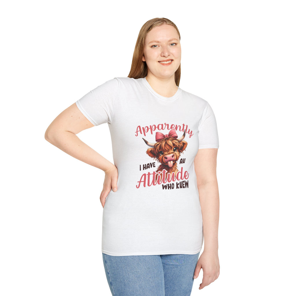 Apparently I Have an Attitude Who Knew — Cow T-Shirt