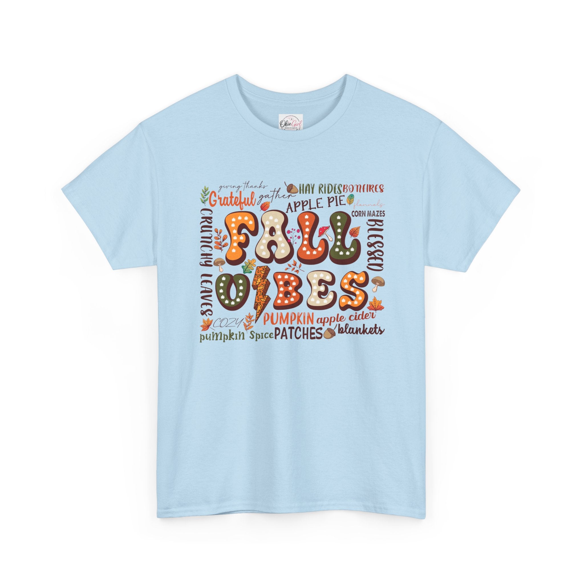Fall Vibes Graphic Tee — Cozy Autumn Pumpkin & Apple Pie Shirt