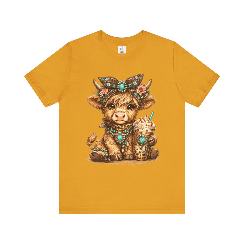 Highland Cow Tee with Bubble Tea